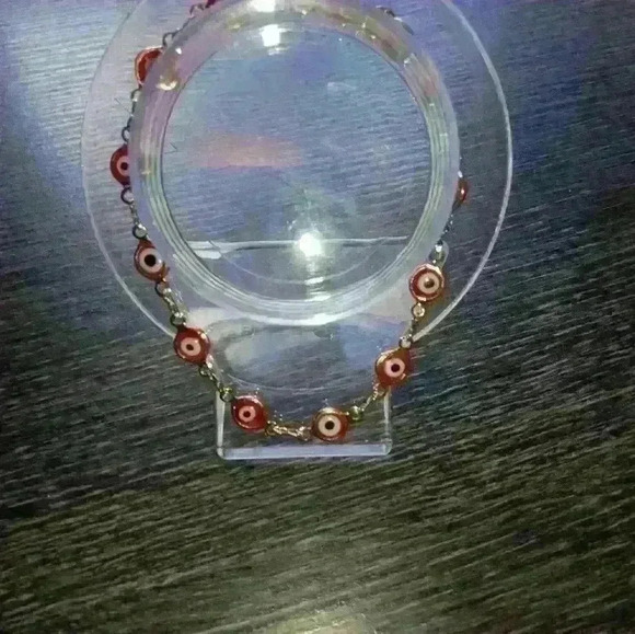 Women's Gold Red And Blue Tiger Eye Ankle Bracelet. New - Picture 13 of 13